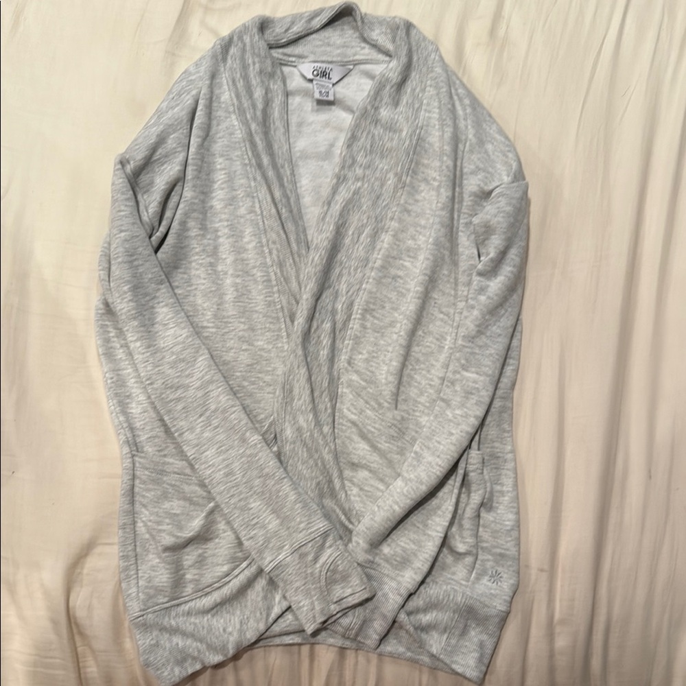 Athleta Gray Cardigan Sweater Soft Cotton-Blend